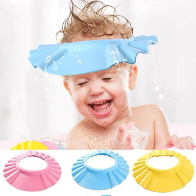 Baby Shower Cap Bath Silicone Waterproof Cap Shampoo Shield Visor Hat Prevent Water Entering Eyes and Ears