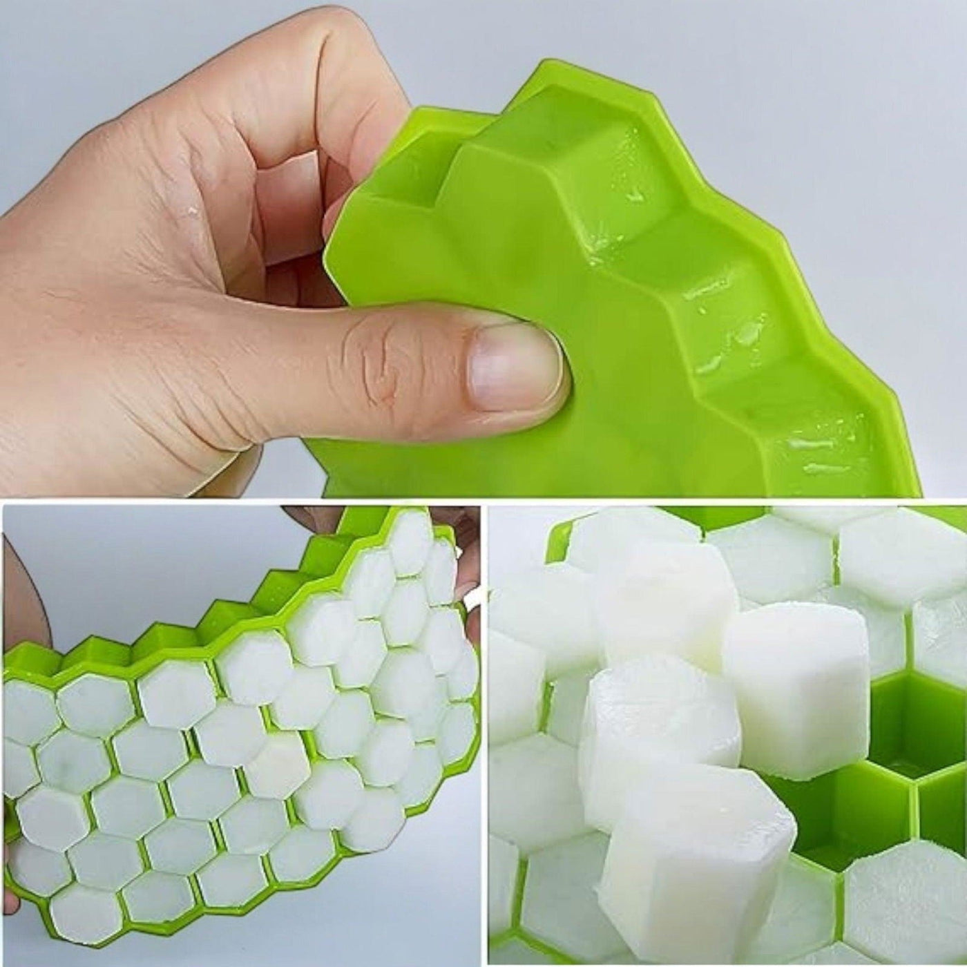 Silicone Ice Cube Tray with Lid - Honey Comb Push Pop Mini Ice Cube Molds