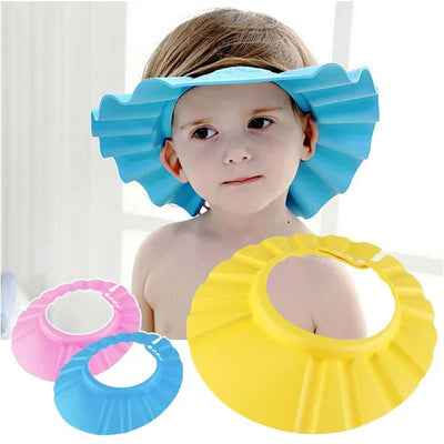 Baby Shower Cap Bath Silicone Waterproof Cap Shampoo Shield Visor Hat Prevent Water Entering Eyes and Ears